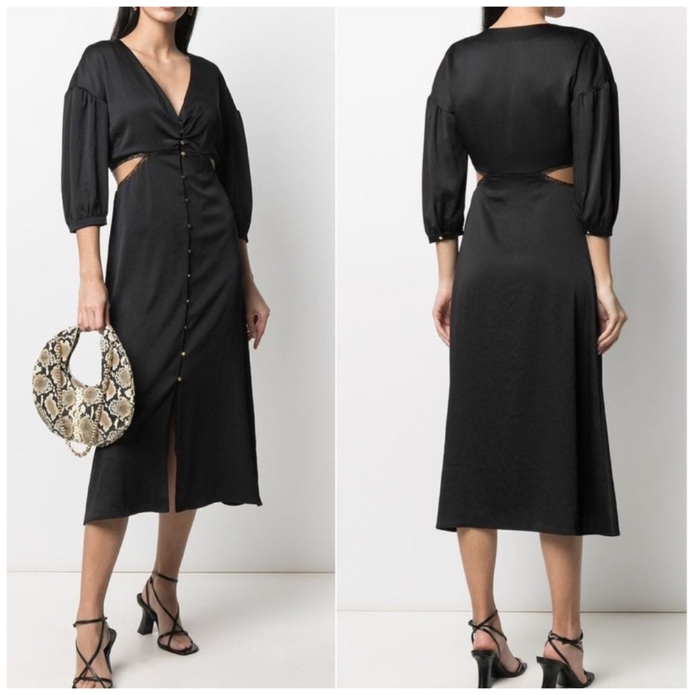 BA&SH Rose Cut Out Midi Shirt Dress